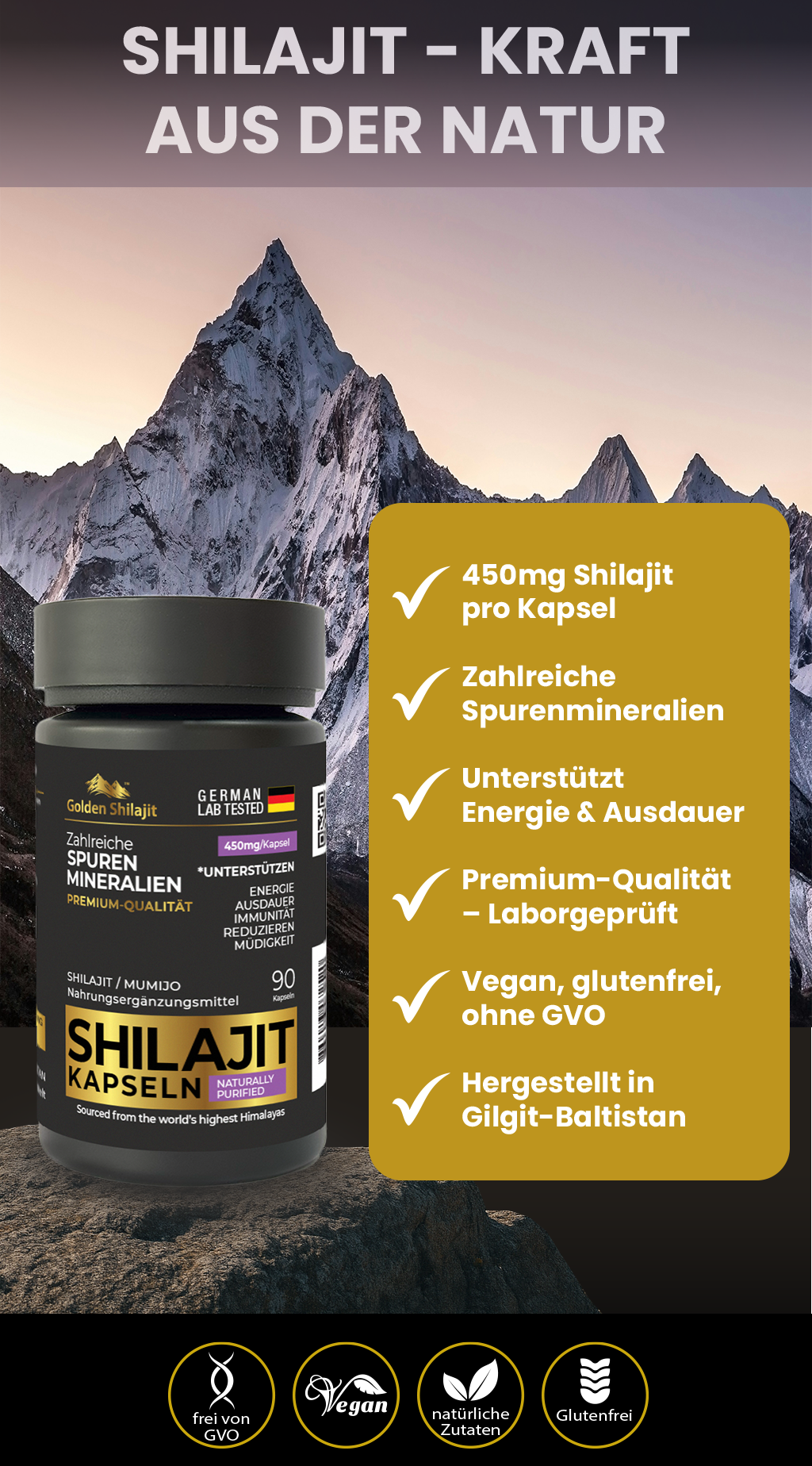 Shilajit Capsules - Standardized Extract | 90 Capsules | Convenient Dietary Food Supplement