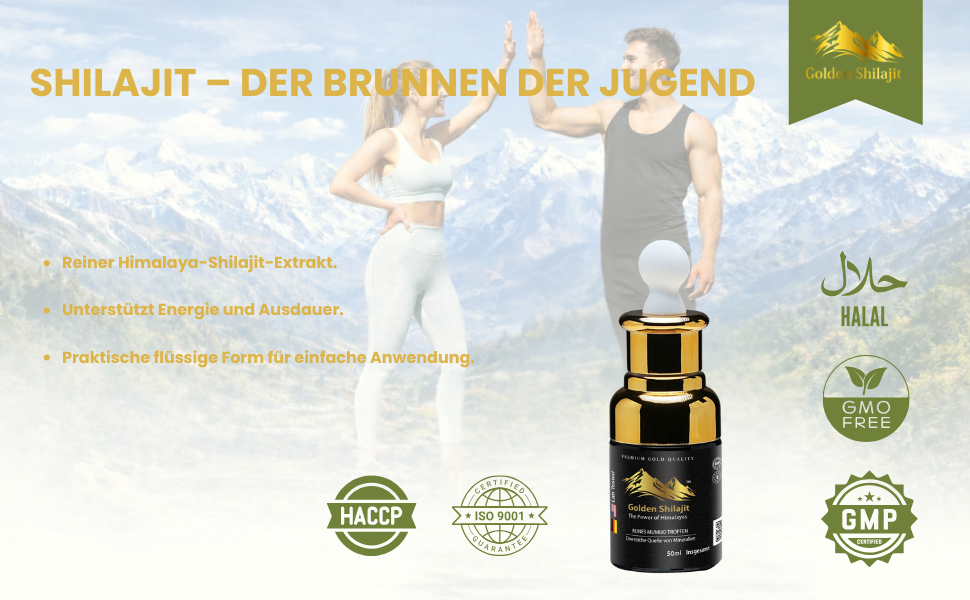 Golden Himalayan Shilajit Drops 50ml | Liquid Shilajit Extract | 100-Day Supply | Lab-Tested | Authentic Gilgit Baltistan Source