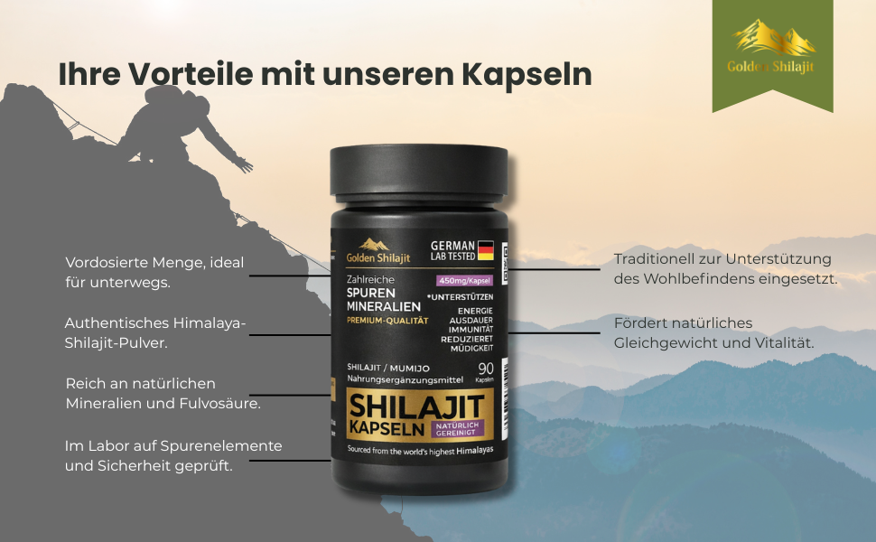 Himalayan Shilajit Capsules, Mumijo Kapseln - 90 Capsules, Natural Energy, Convenient Shilajit Supplement