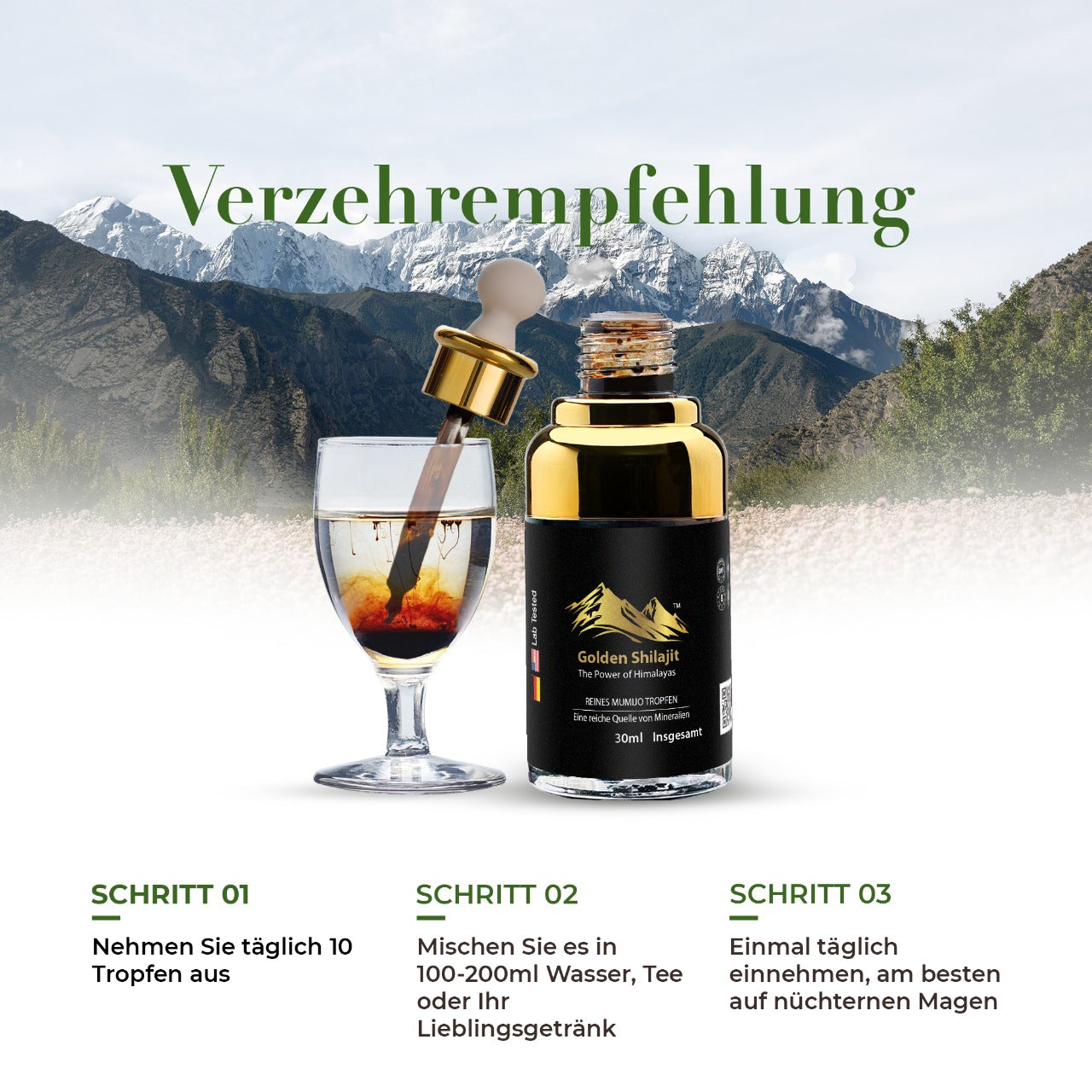 Golden Shilajit Drops 30ml - 60 Days Supply | Pure Authentic Himalayan Gold Graded Quality |Ayurvedic Superfood